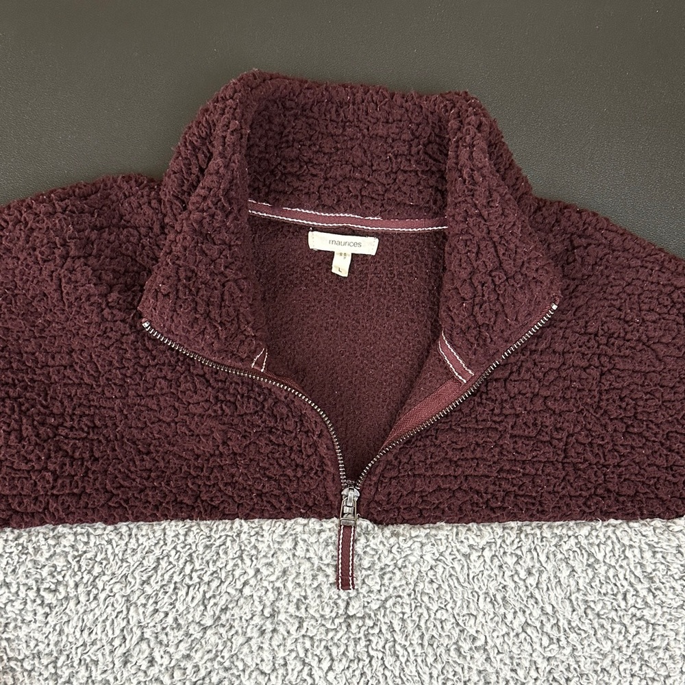 Maurices Burgundy and Gray/White Sherpa Pullover